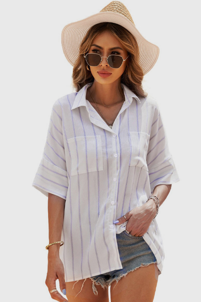 Pocketed Striped Shirt