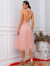 Load image into Gallery viewer, Halter Neck Backless Tulle Dress
