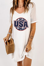 Load image into Gallery viewer, USA Sheer Striped Sleeve Tee Dress
