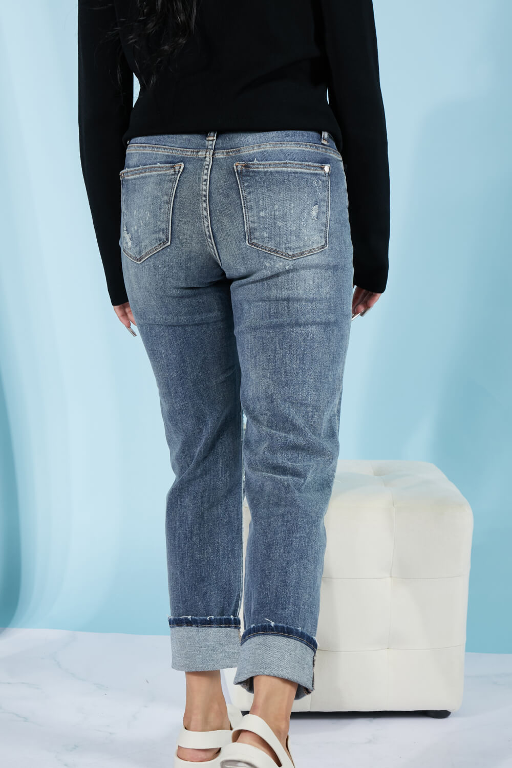 Judy Blue Lindsey Full Size Bleach Splash Boyfriend Jeans