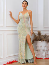 Load image into Gallery viewer, Sequin Spaghetti Strap Split Dress
