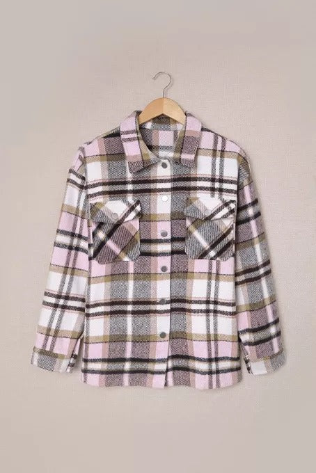 Plaid Print Flap Pocket Shirt