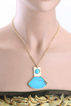 Load image into Gallery viewer, 18K Gold Plated Turquoise Pendant Necklace
