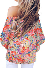 Load image into Gallery viewer, Tied Printed Off-Shoulder Half Sleeve Blouse
