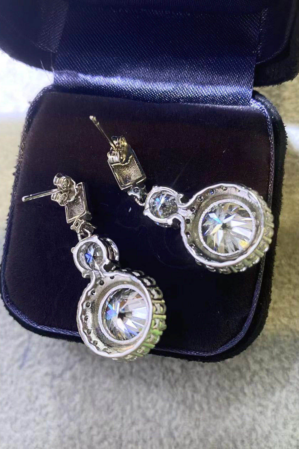 Moissanite 18K Platinum-Plated Drop Earrings