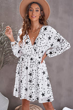 Load image into Gallery viewer, White V Neck Star Pattern Tunic Dress
