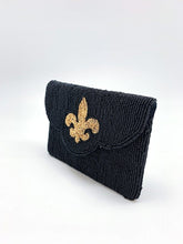 Load image into Gallery viewer, Black Fleur De Lis Beaded Mini Bag
