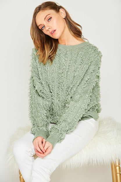 Vine & Love Textured Fuzzy Sweater