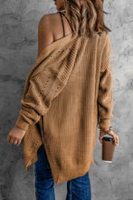 Load image into Gallery viewer, Openwork Rib-Knit Slit Cardigan
