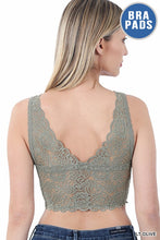 Load image into Gallery viewer, SEAMLESS STRETCH LACE BRA TOP REMOVABLE BRA PADS
