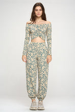 Load image into Gallery viewer, Jogger and Off Shoulder Top Lounge Wear Set Leopard
