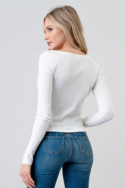 Zipper Front Long Sleeve Top