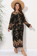 Load image into Gallery viewer, Full Size Tie Waist Round Neck Long Sleeve Midi Dress
