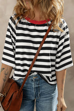 Load image into Gallery viewer, Striped Round Neck Raglan Sleeve T-Shirt
