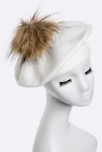 Load image into Gallery viewer, Genuine Fur Pom Cashmere Beret

