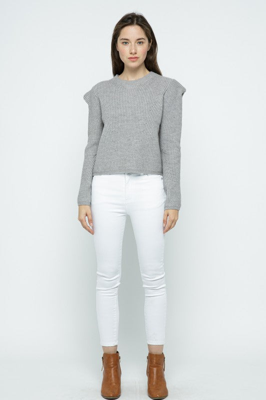 Structured Puff Shoulder Sweater