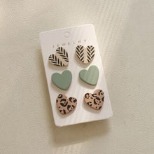 Load image into Gallery viewer, 3 Piece Acrylic Heart Stud Earrings
