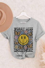 Load image into Gallery viewer, WORRY LESS SMILE MORE SMILEY GRAPHIC TEE
