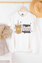 Load image into Gallery viewer, COFFEE TEACH REPEAT GRAPHIC SWEATSHIRT
