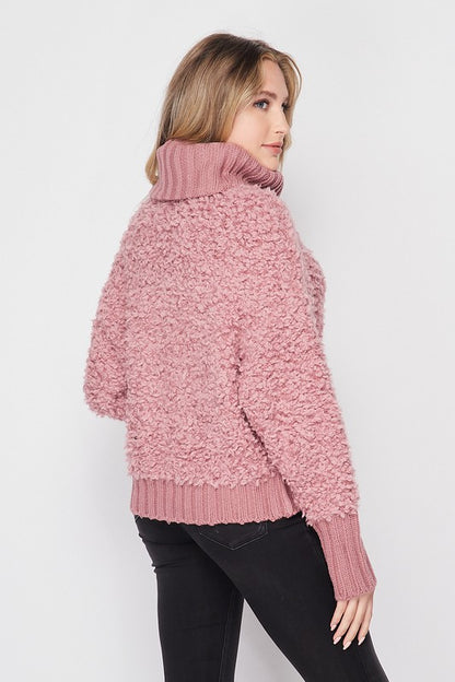 Ribbed Trim Plush Jacket