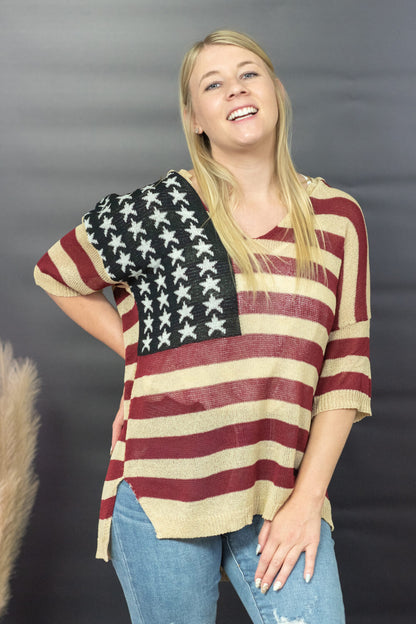 BiBi Sweet Land of Liberty Flag Print Sweater