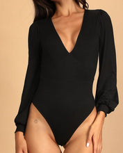Load image into Gallery viewer, Romantic V-Neck Balloon Sleeve Tie-Back Bodysuit
