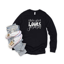 Load image into Gallery viewer, This Girl Loves Jesus Heart Long Sleeve Tee
