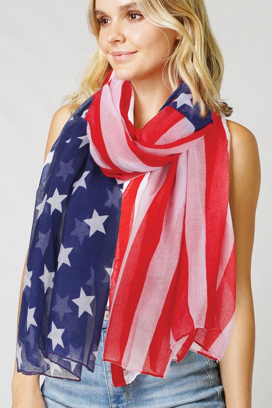 USA Flag Printed Oblong Scarf