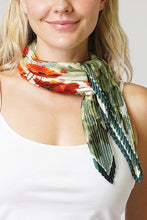 Load image into Gallery viewer, Pleated Flower Printed Satin Scarf Wrap
