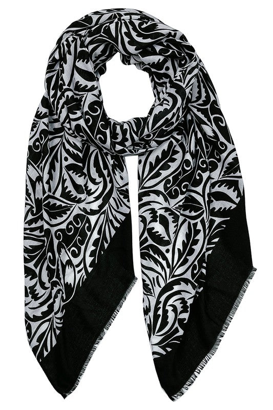 Solid Bold Paisley Print Scarf
