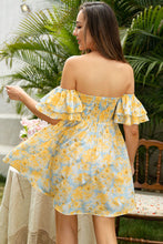 Load image into Gallery viewer, Floral Off-Shoulder Smocked Ruffle Sleeve Dress
