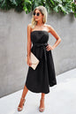 Strapless Asymmetrical Hem Bow Tie Dress