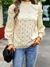 Load image into Gallery viewer, Printed Mock Neck Lantern Sleeve Blouse
