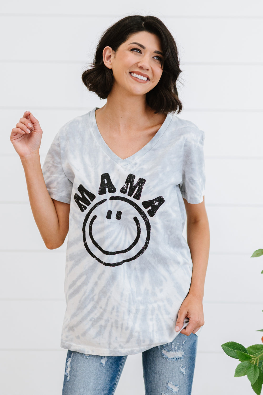 Sew In Love MAMA Smile Graphic Full Size Tie-Dye Tee Shirt