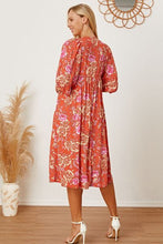 Load image into Gallery viewer, Floral Tie Neck Half Sleeve Dress
