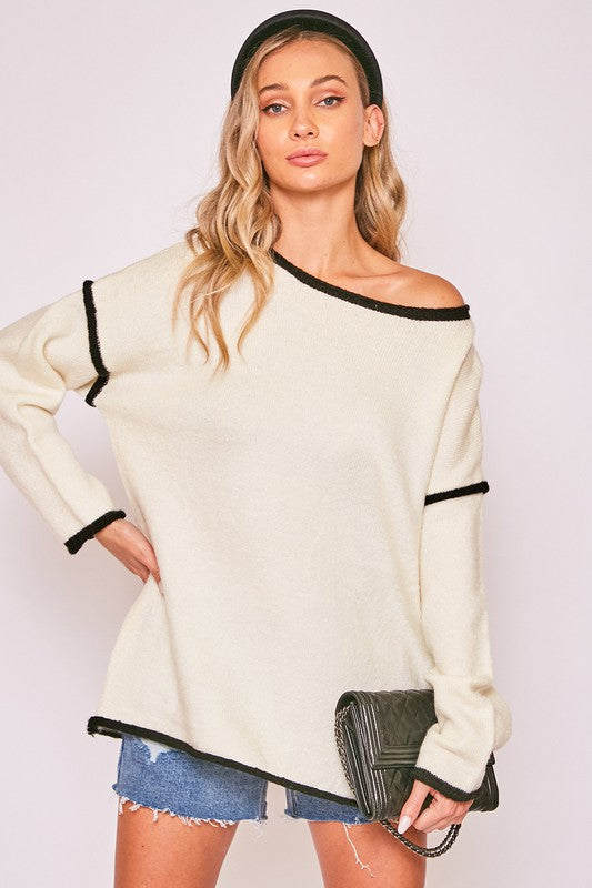 Vine & Love Boat Neck Soft Touch Sweater Top