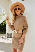 Load image into Gallery viewer, Rib-Knit Turtleneck Drop Shoulder Sweater Dress
