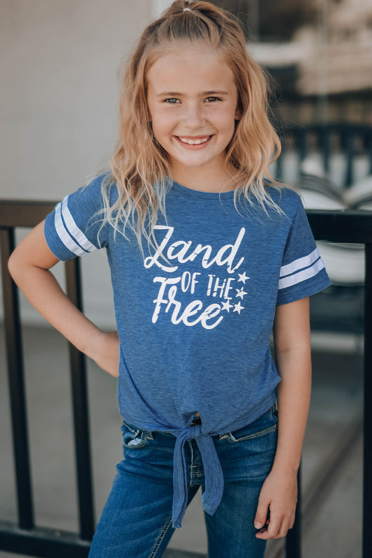 Girls Graphic Tie Hem Tee