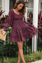 Load image into Gallery viewer, Leopard Applique Flounce Sleeve Smocked Tiered Dress

