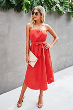 Load image into Gallery viewer, Strapless Asymmetrical Hem Bow Tie Dress
