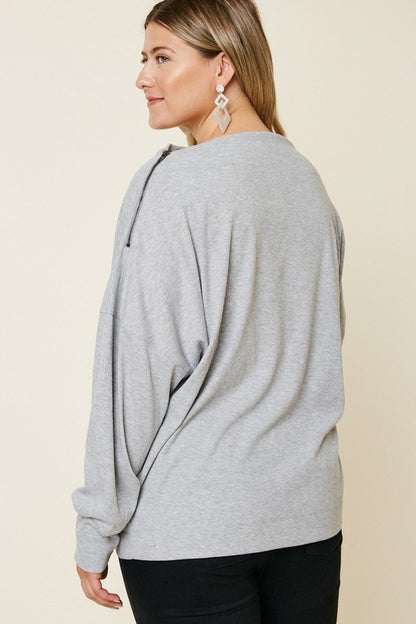 Plus Size Ribbed Side-Zip Sweater