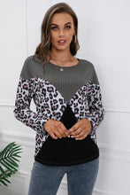 Load image into Gallery viewer, Leopard Patch Color Block Knit Top

