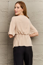 Load image into Gallery viewer, V-Neck Tie Front Half Sleeve Blouse
