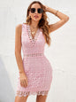 Sleeveless Plunge Mini Lace Dress