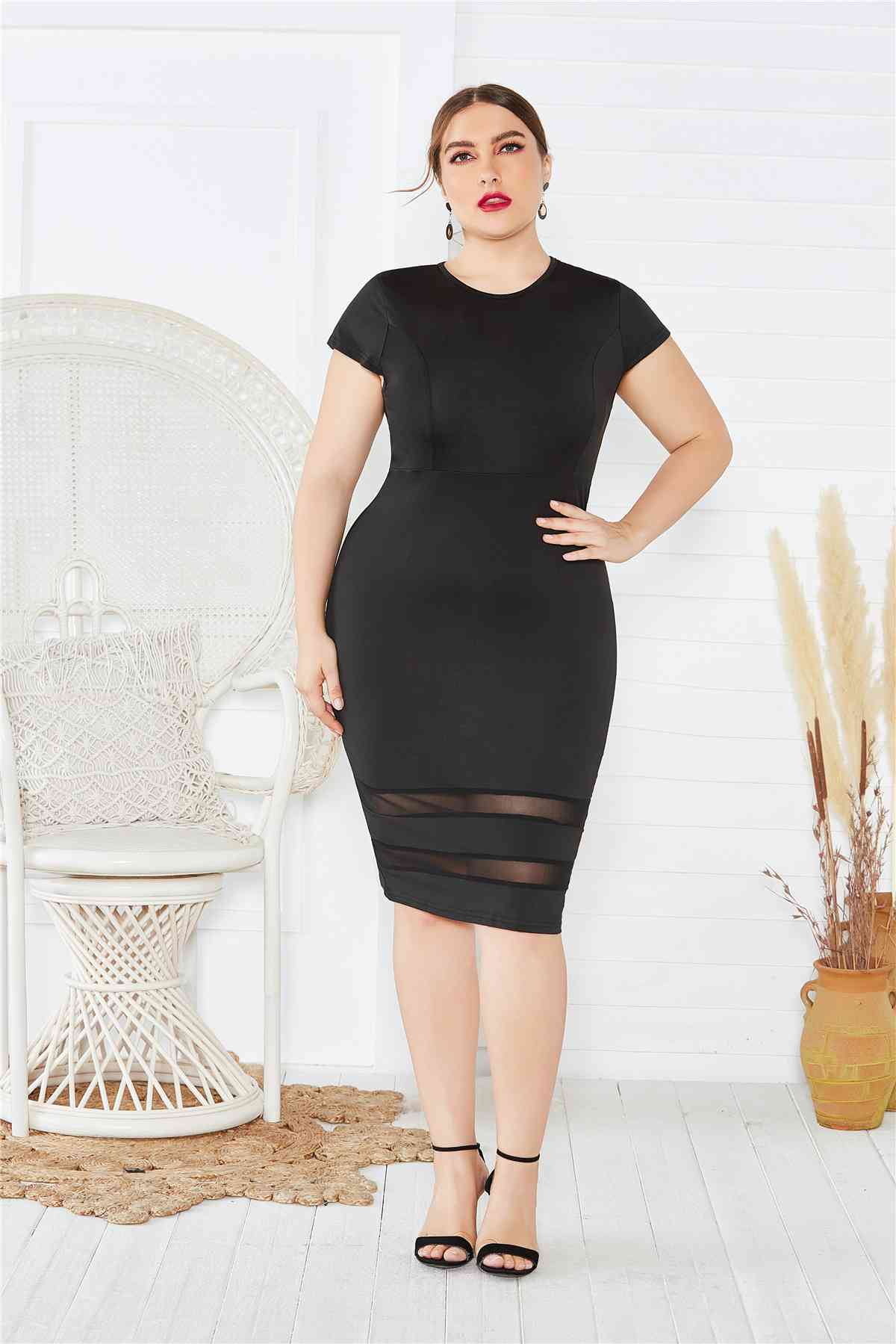 Mesh Stitching Plus Size Dress