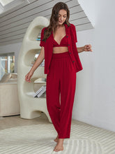 Load image into Gallery viewer, Short Sleeve Shirt, Bralette, and Pants Lounge Set
