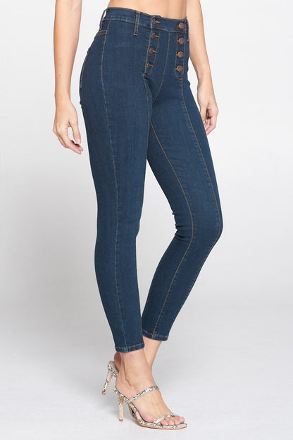 Button Waist Skinny Jeans