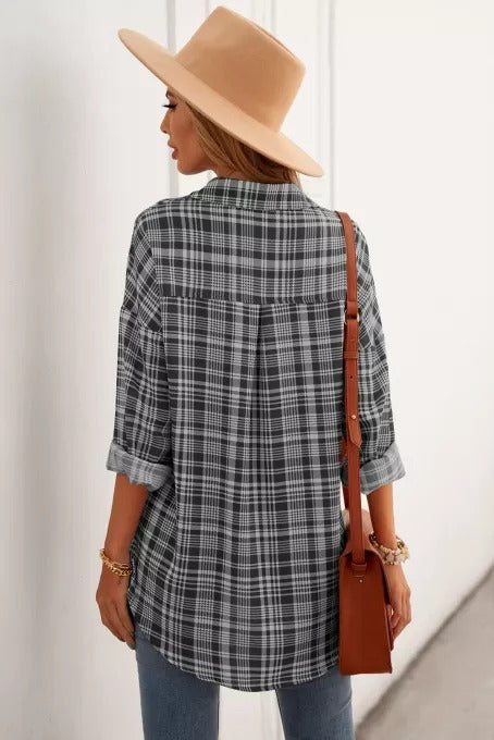 Plaid Print Drop Shoulder Overshirt