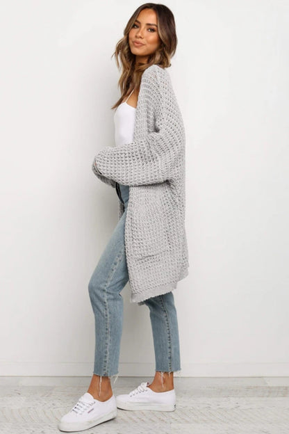 Open Front Pocket Chunky Knit Cardigan