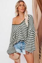 Load image into Gallery viewer, Striped Print V-Neck Sweater
